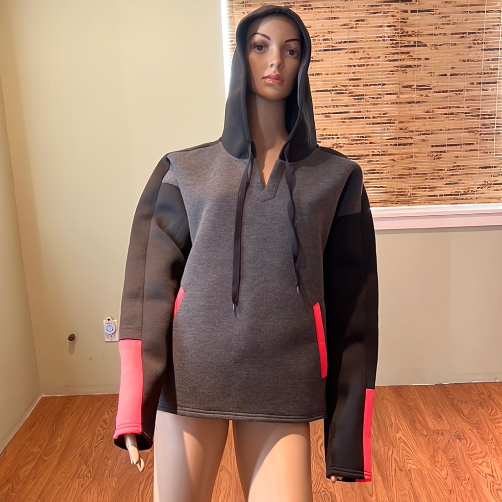 Rbx Performance Wear Scuba Style Sweatshirt Black Gray Neon Pink Size Xl